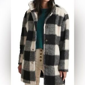 Marine Layer Buffalo Plaid Faux Fur Coat